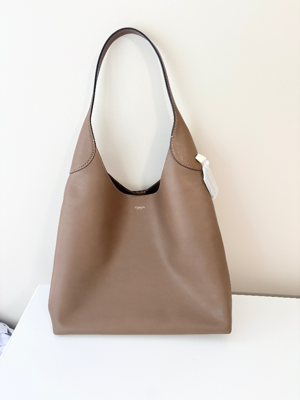 NWT Coach Brooklyn Shoulder Bag 39 Dark Stone Grain Leather CU044